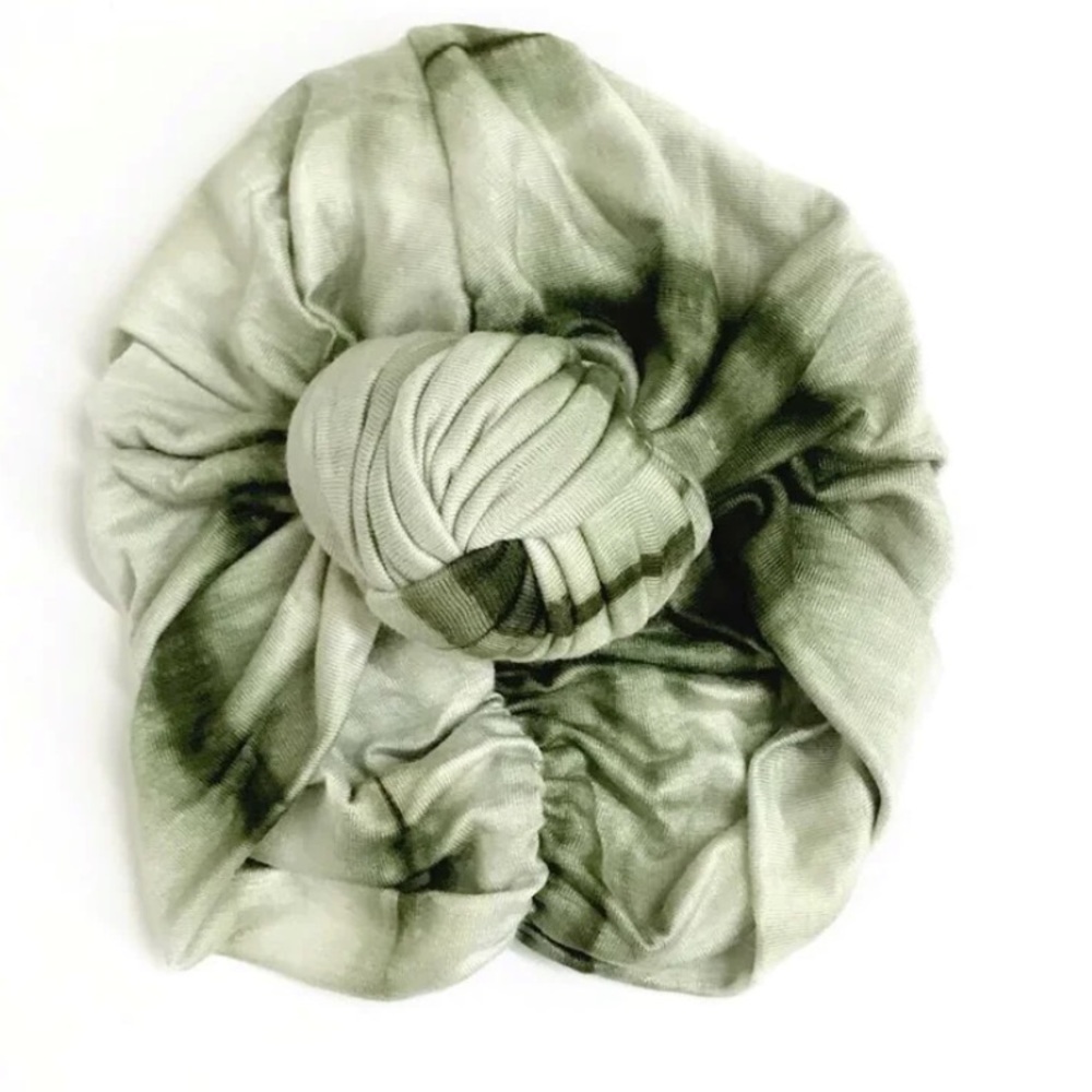 Knot Turban, Olive Tie-Dye